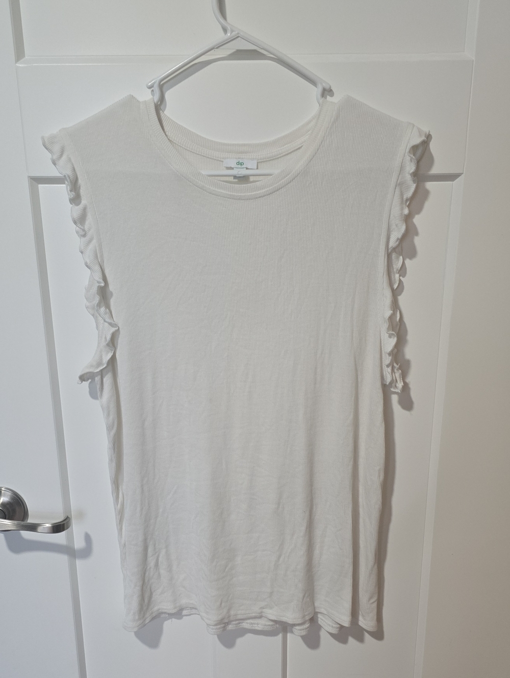 dip White Ruffle Sleeve Tank Top